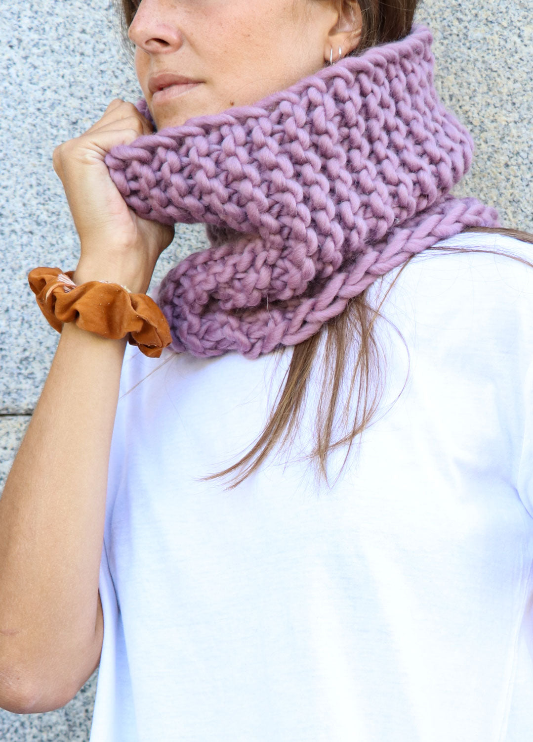 Himba Snood Beginner Knitting Kit in Digital Lavender