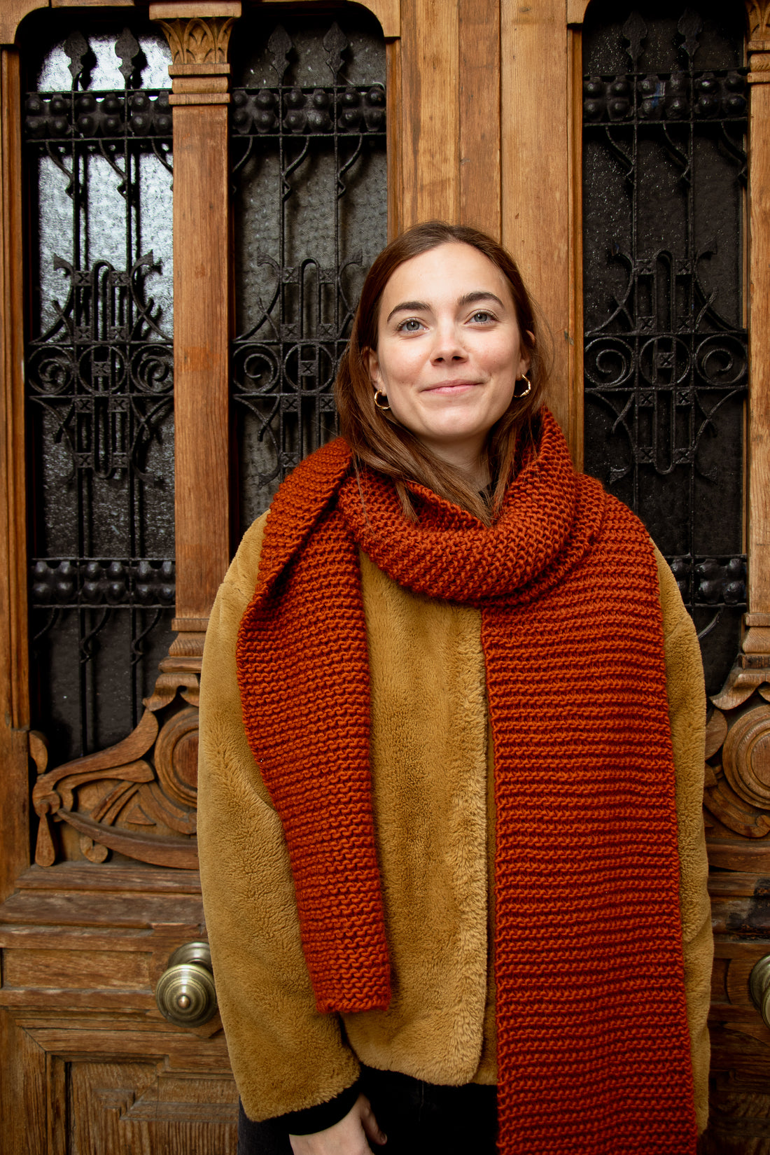 Morse Scarf Kit Beginner Knitting Kit in Cinnamon